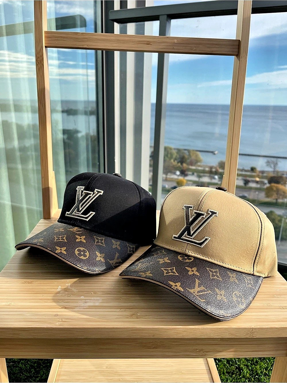 Bundle - 2 Louis Vuitton LV Match Cap Black & Brown